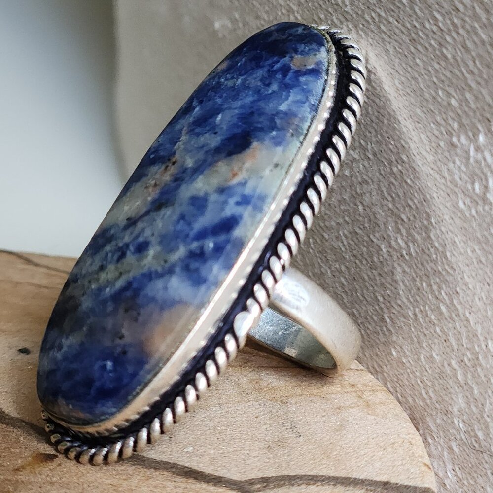 Artisan Blue Sodalite Oval Sterling Ring